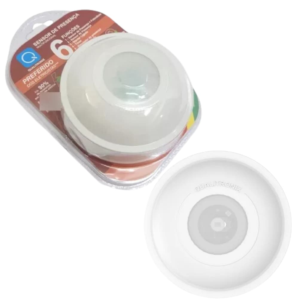 Sensor De Presença Qualitronix 360° De Embutir e Sobrepor 6 Funções QA19M