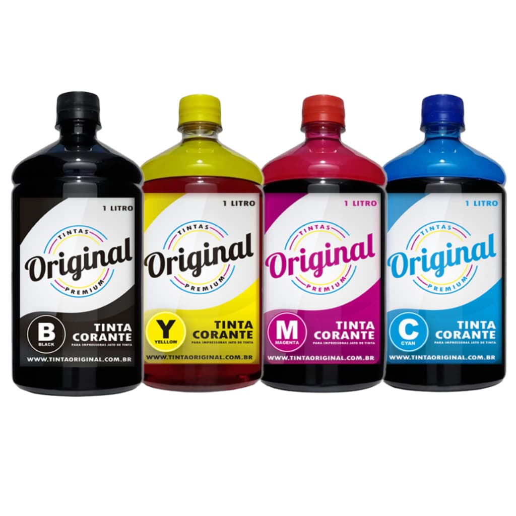 KIT 4 Litros P/ Impressora Epson Eco Tank L3210 L3250 L3110 L3150