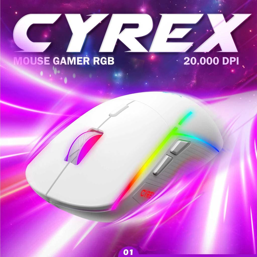 Mouse Gamer Cyrex 20000DPI Profissional Led RGB com Software Programável Sensor Gamer 1000Hz Ozzix
