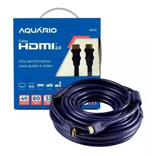 Cabo Hdmi 15m Blindado 2.0 Ethernet 4k 3d 2160p - 15 Metros