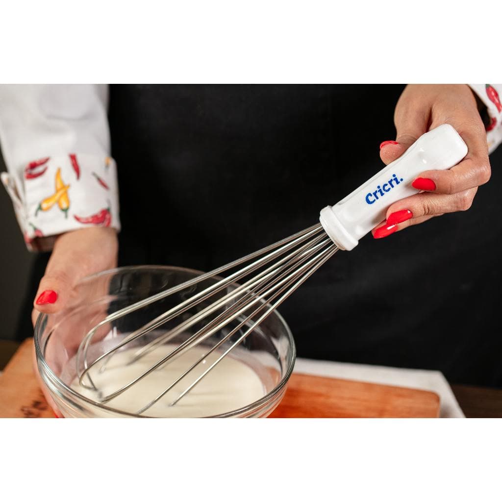 Fouet Profissional 30cm Branco Cricri Batedor Inox Fue Doces Cozinha Clara Neve Bolo Massas Manual