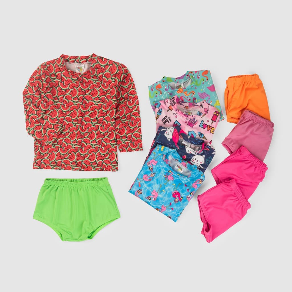 Conjunto Uv Infantil Blusa Menina menino Proteção Solar Bebê Moda Praia Piscina
