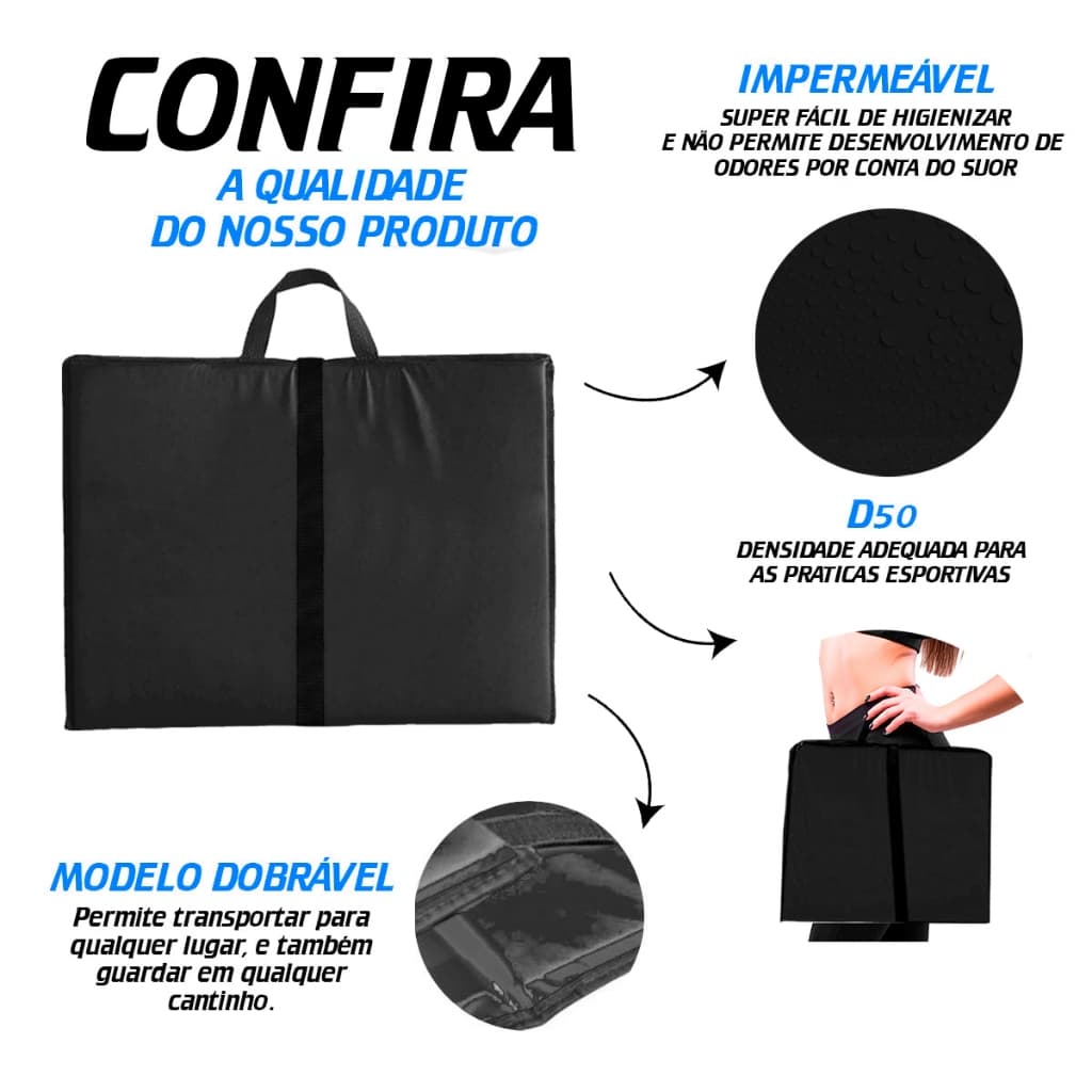 Colchonete Dobrável Maleta Azul Rosa Preto Reabilitação Fisioterapia Academia Pilates Fitness