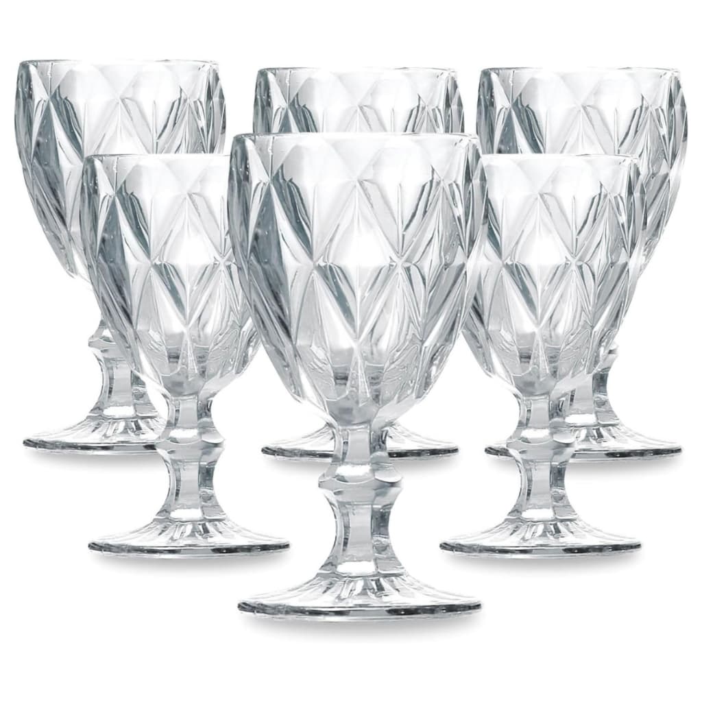 Kit 6 Taças Diamond Vidro Transparente Para Vinho Luxo Resistente