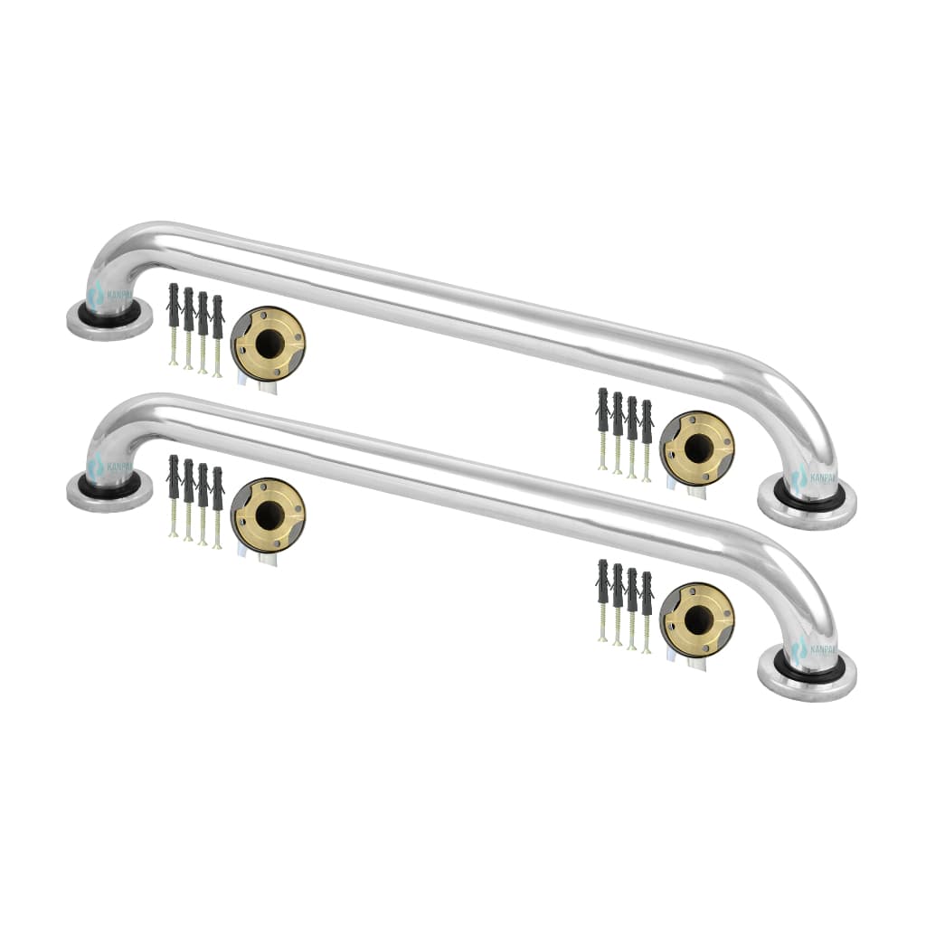 Kit 2 Barras De Apoio Banheiro 60cm Segurança para Idosos, Deficientes e Gestantes Alça PNE