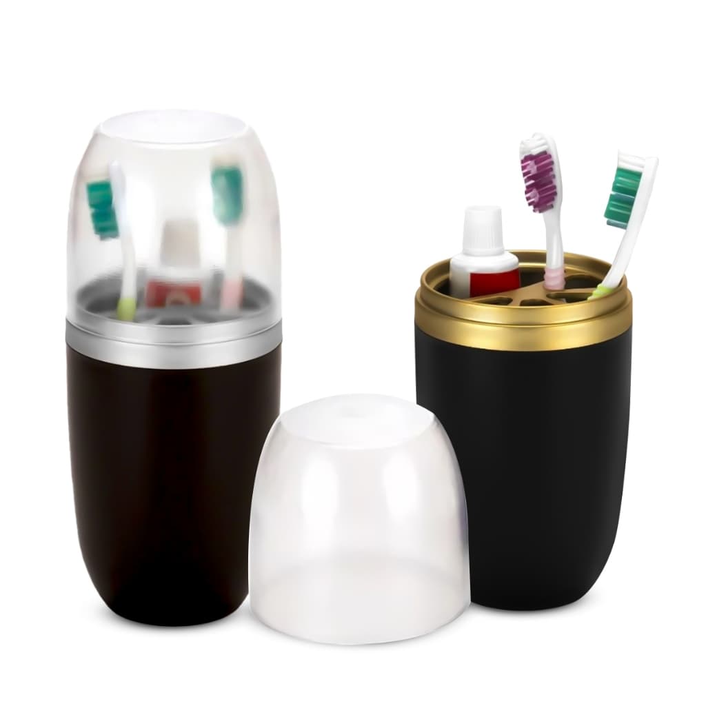 Porta Escova E Pasta Com Tampa Transparente 500ml Arthi Luxo Decoração Banheiro