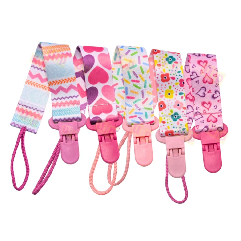 Kit 2 Prendedor De Chupeta Menina Bico Bebê Modelo Universal Trava Tecido Fita Nuk Avent Lillo Mam