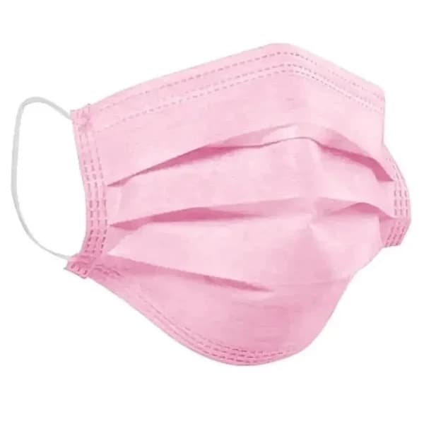 Kit 100 Máscara Rosa/Pink Tripla Camada Com Clipe Nasal Adulto