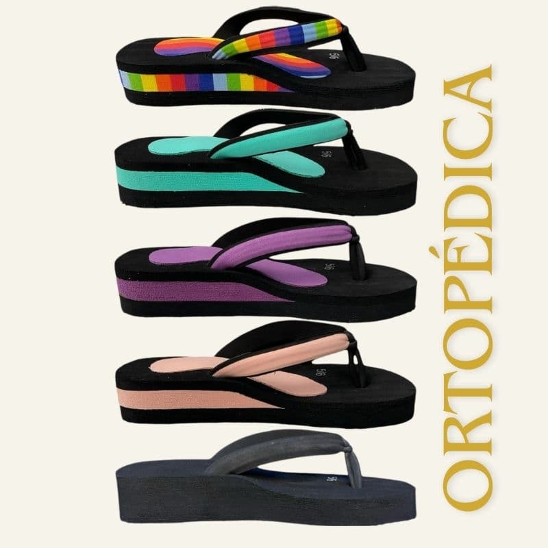chinela ortopédica feminina confortável para fascite e esporão