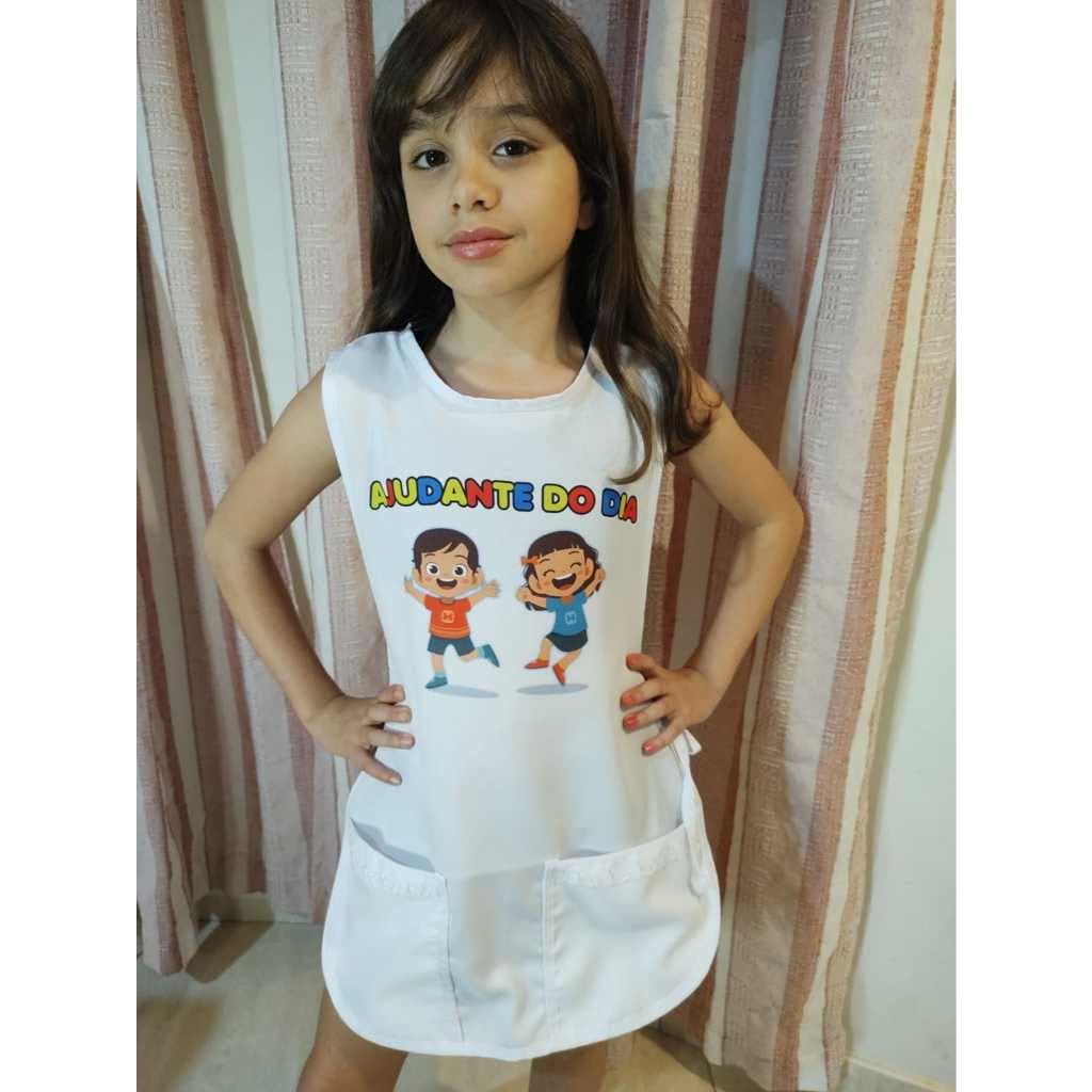 Jaleco bata avental ajudante do dia recurso pedagógico fantasia professora educação infantil