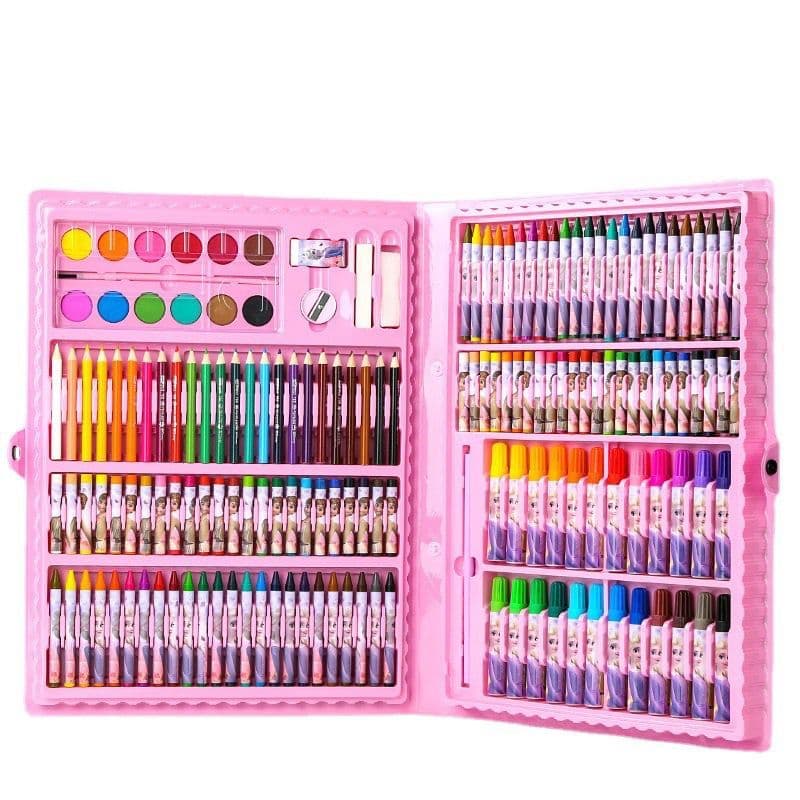 Maleta De Pintura Infantil Estojo 24/48/68150 Peças Para Colorir tema variado Menina Voltas Aulas Canetinhas Lapis Tinta
