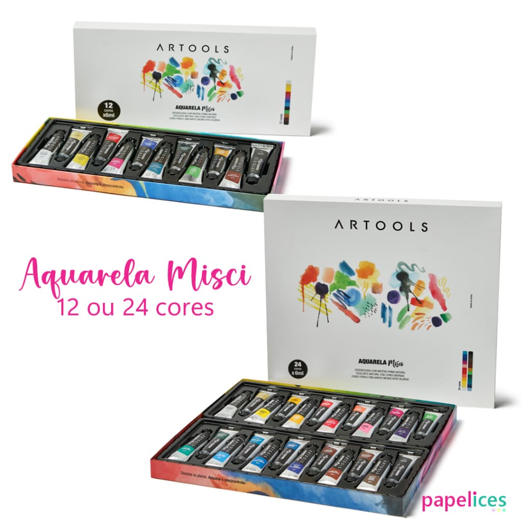 Aquarela Bisnaga Misci 6ML – 12 ou 24 cores – Artools