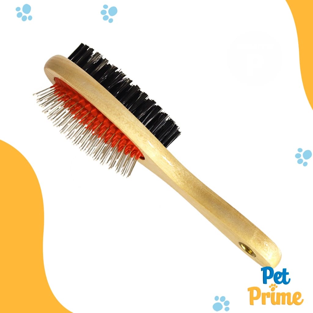 Escova Cachorro Com Cerdas De Aço, Cabo De Madeira 18 cm Savana Pet