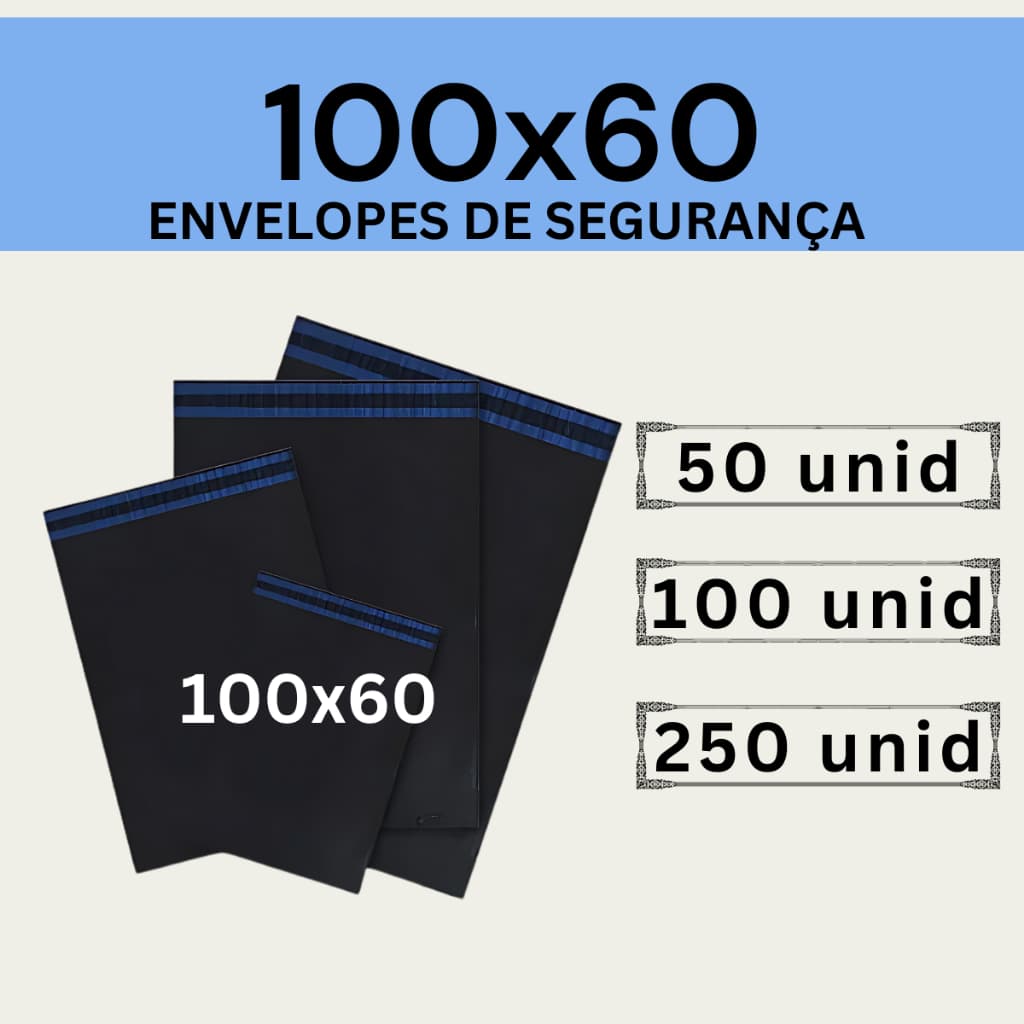 Envelope Segurança 100x60 Embalagem De Envio 50, 100 e 250 unidades