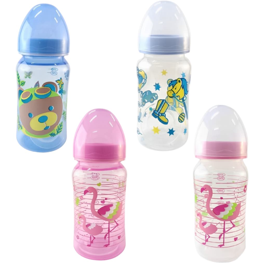 Mamadeira Petita Super Bico Redondo em Silicone 270ml - Azul e Rosa
