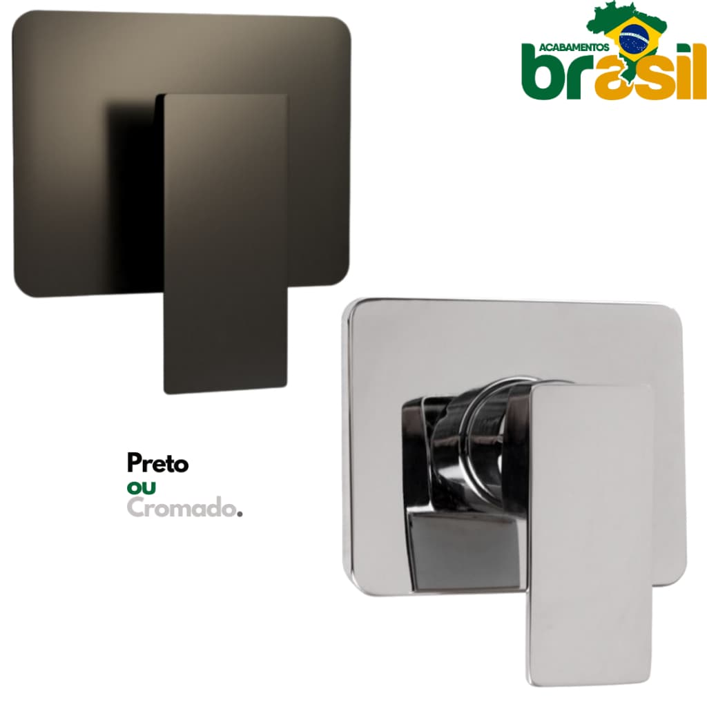 Acabamento Monocomando Docol Registro misturador 3 4 Quadrado Preto Fosco ou Cromado Chuveiro Luxo