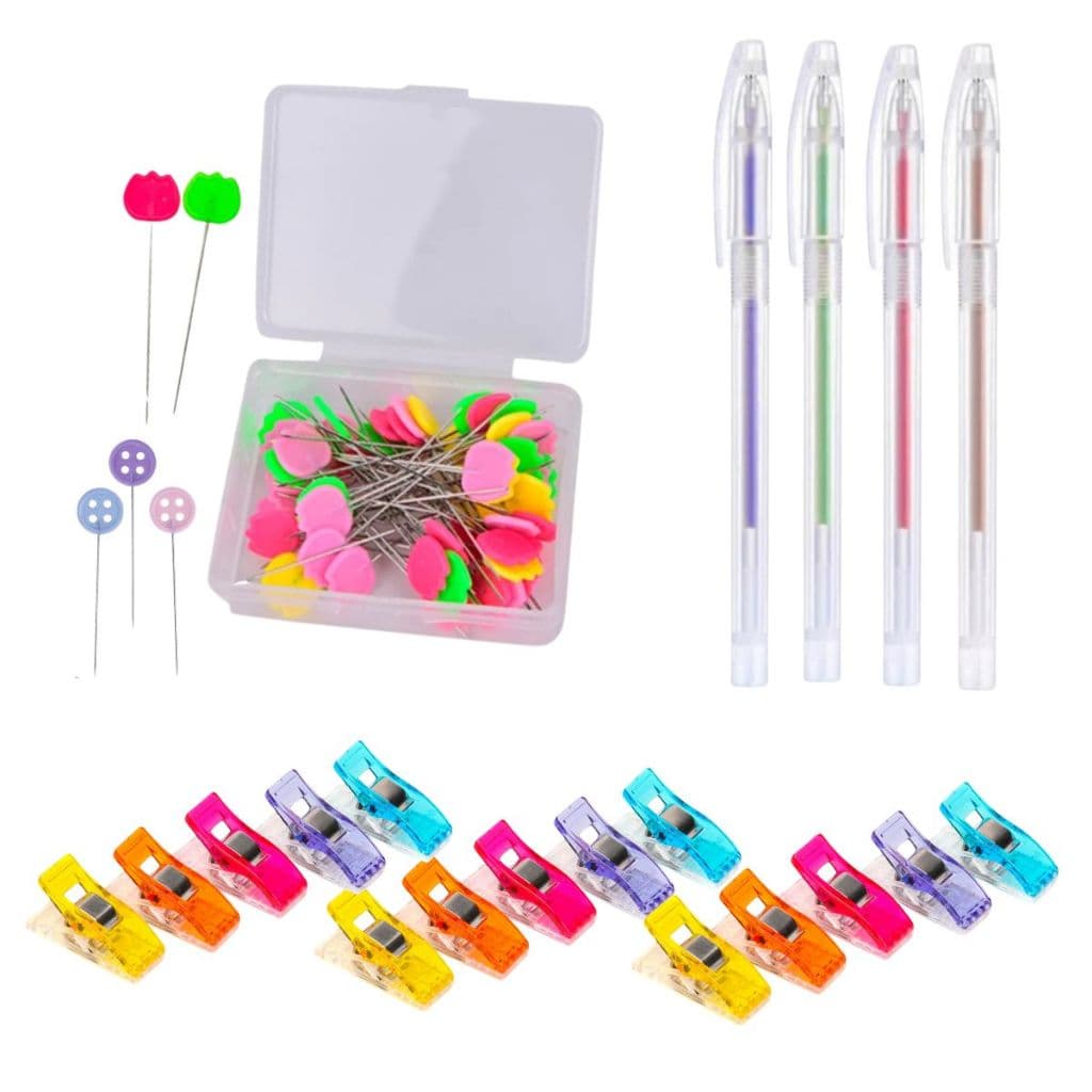 Kit 80 Alfinetes + Caneta Fantasminha apaga com calor + 6 Prendedores Clips Wonder