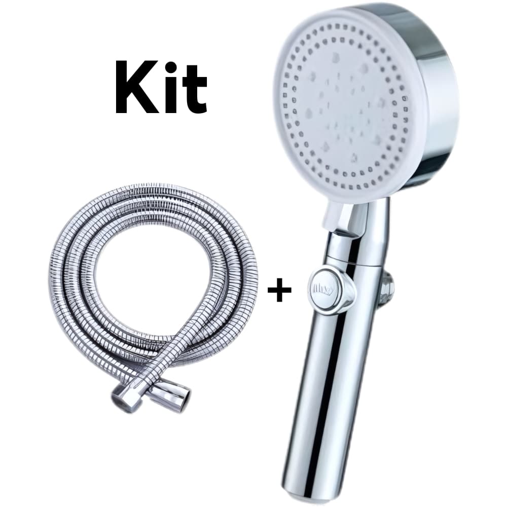 Chuveiro De Mão 5 Modos  De Alta Pressão Com Botão Interruptor E Mangueira E Suporte