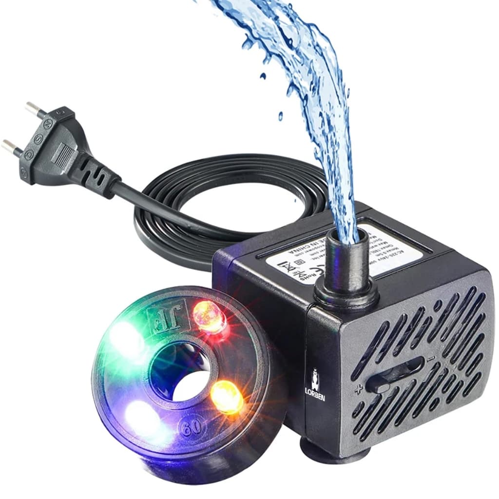 Bombinha para Fontes e Aquários Bomba Submersa Lorben com Luz LED 2.5W 160 L/h Bivolt