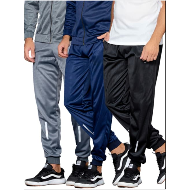 Kit 3 Calças Masculina Tactel Lisa Com 3 Bolsos Esporte Caminhada Academia Frio