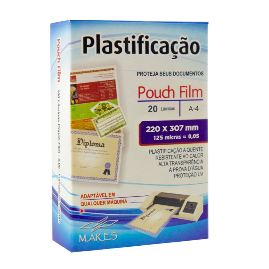Polaseal Plástico Para Plastificação A4 220x307 0,05 125 micras 20 folhas
