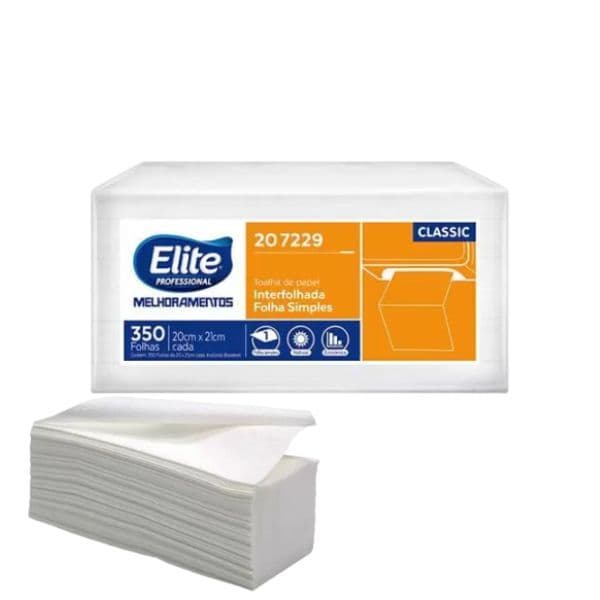 Papel Toalha Interfolhado Folha Simples C/350 Elite Classic