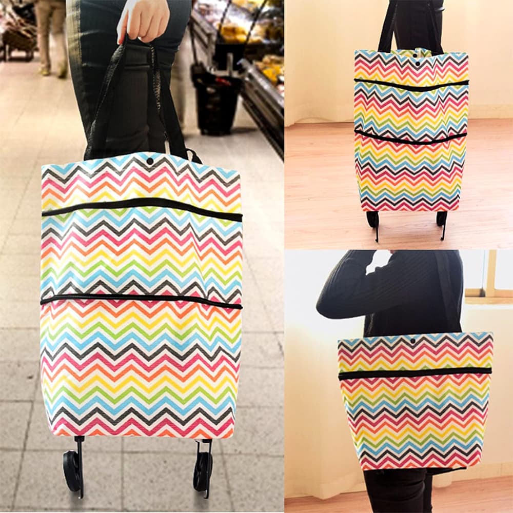 bolsa de compras dobrável Com Rodinhas grande capacidade para feira