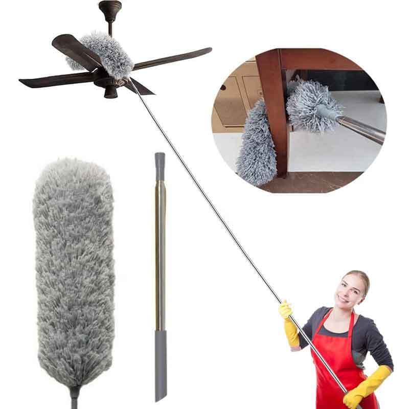 Espanador de Pó Para Limpeza em Microfibra com Cabo Extensor Retrátil Lavável 2,8m Limpeza de Poeira