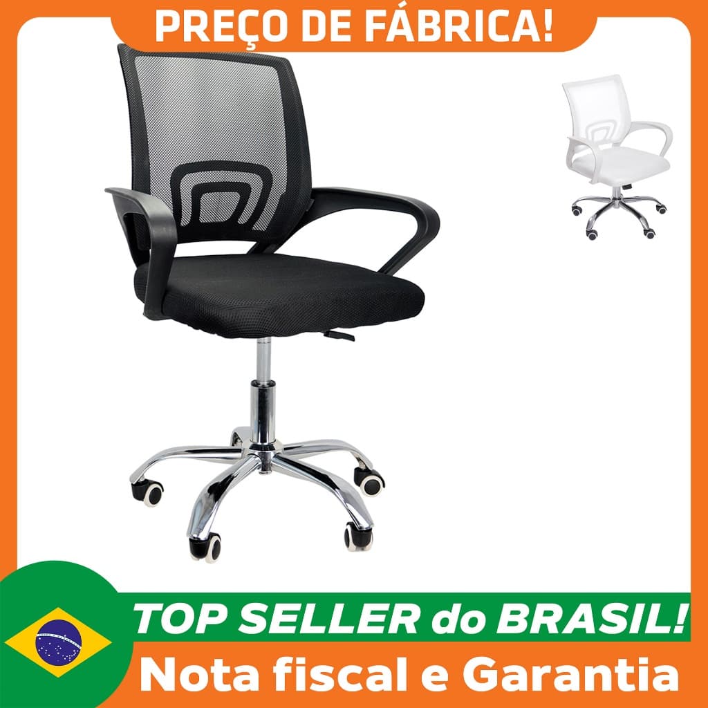 Cadeira de Escritório Mesh Assento Estofado Base Giratória 9050