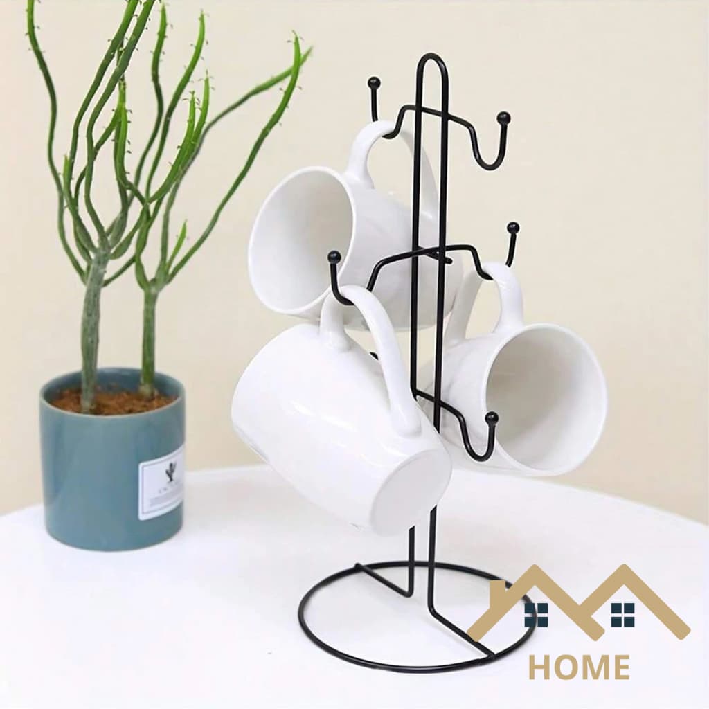 Suporte Organizador Porta Xicaras Canecas com Alça em Metal Decoração para Cozinha no Cantinho do Café