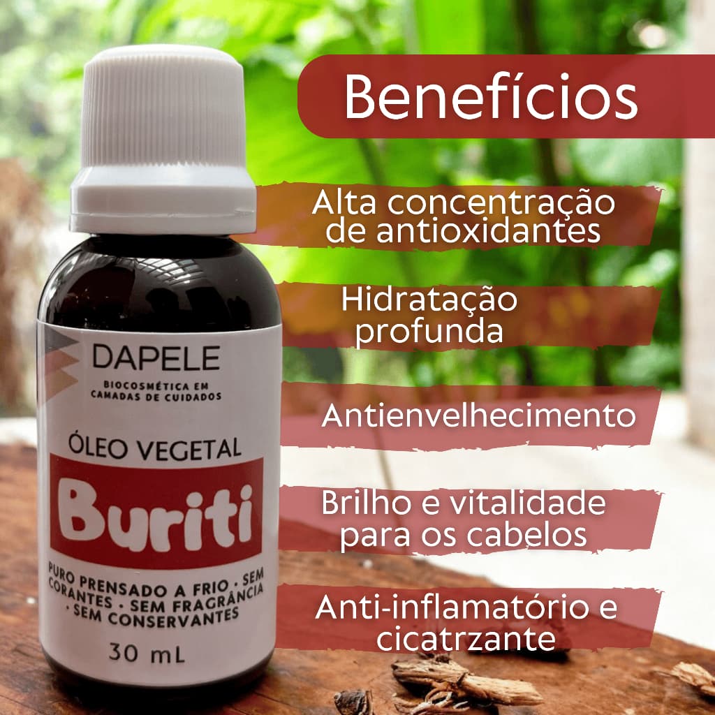 Óleo de BURITI 100% puro para pele e cabelo