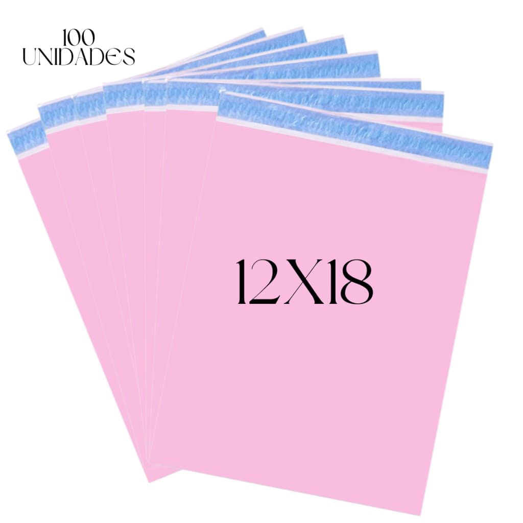 100 Envelopes rosa 12X18cm Plástico inviolável Correio Sedex e-commerce