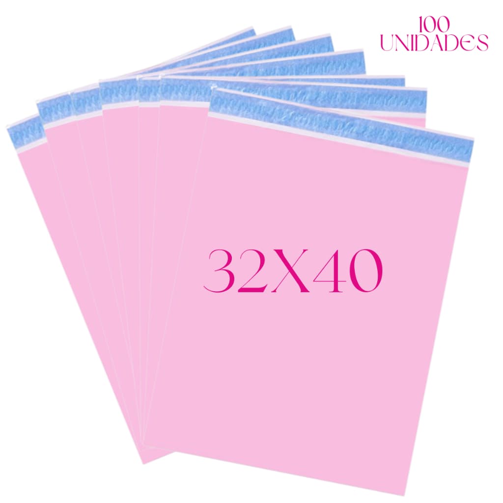 100 Envelopes Rosa 32x40cm Plástico inviolável Correio sedex e-commerce