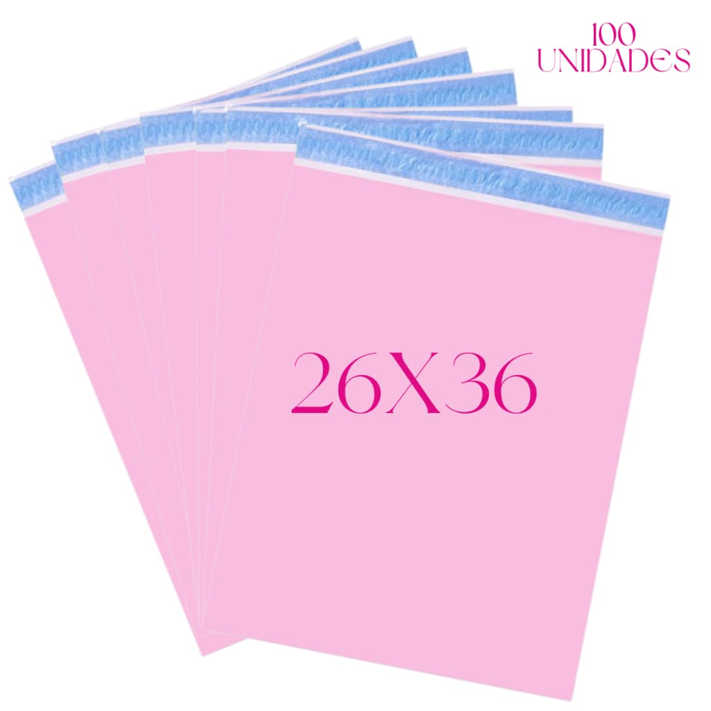 100 Envelopes rosa 26X36cm plástico inviolável correio sedex e-commerce
