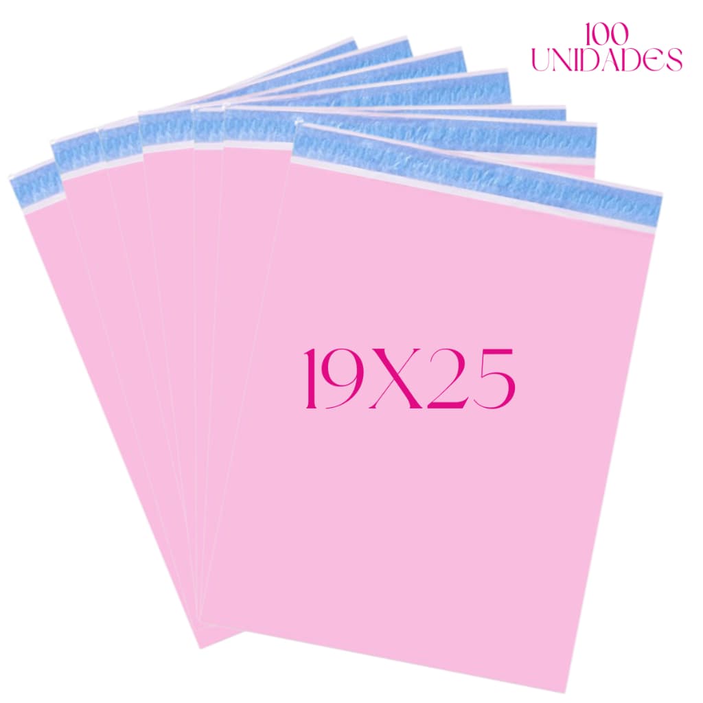100 Envelopes Rosa 19X25cm Plástico inviolável Correio Sedex e-commerce