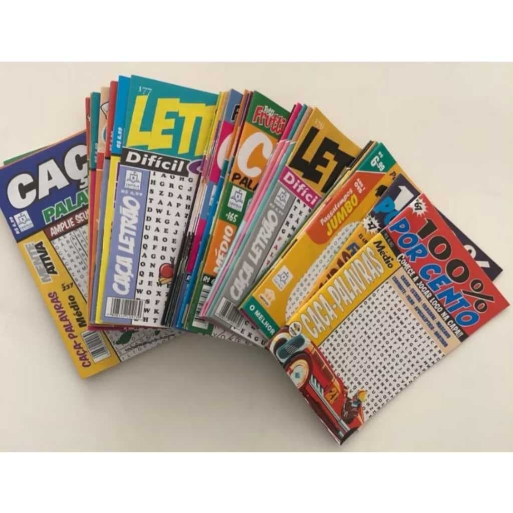 KIT 100 PASSATEMPO - CAÇA PALAVRAS (TODAS DIFERENTES / SEM REPETIÇÕES) LETRA PEQUENA E LETRÃO