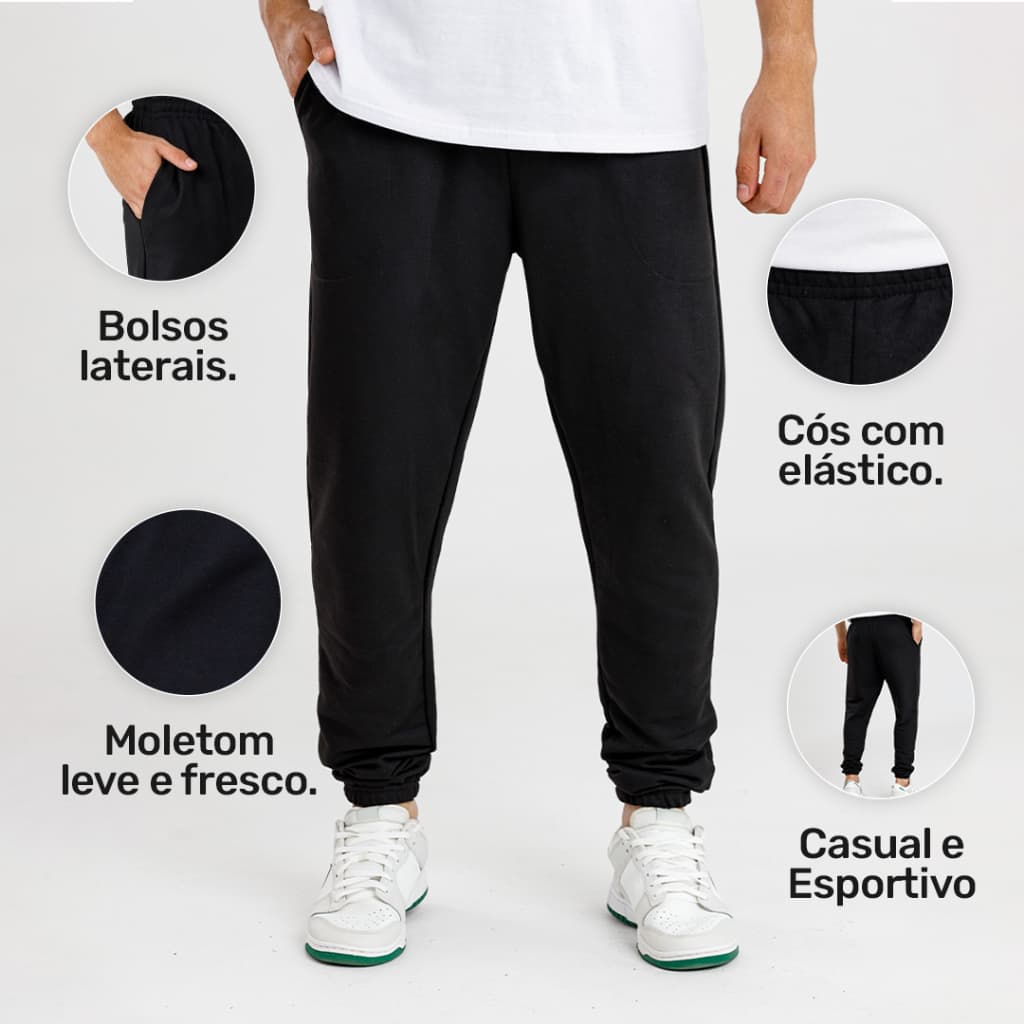 Calça Jogger Moletom Masculina Premium - Bolsos Laterais - Conforto e Estilo, Casual e Esportivo