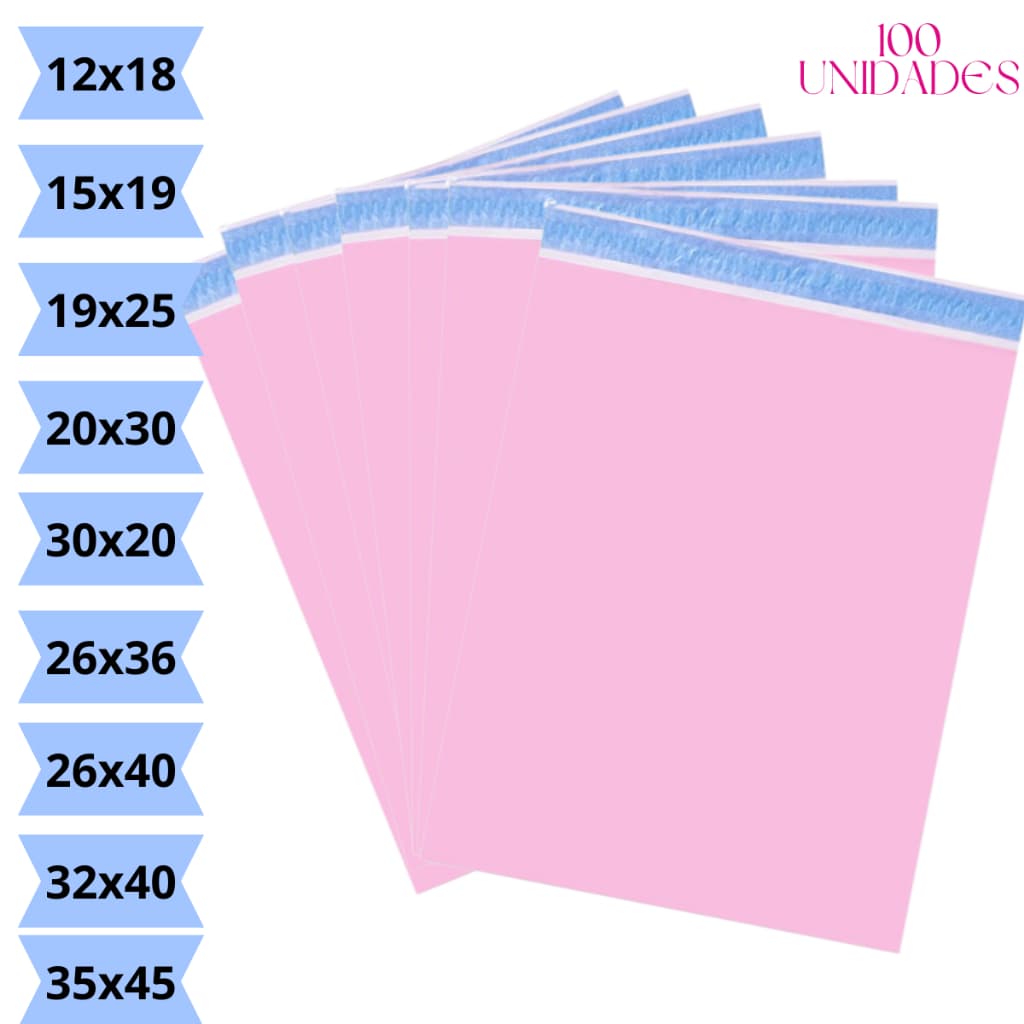 KIT 100 Envelope de Segurança Rosa  Embalagem  Correios E-commerce