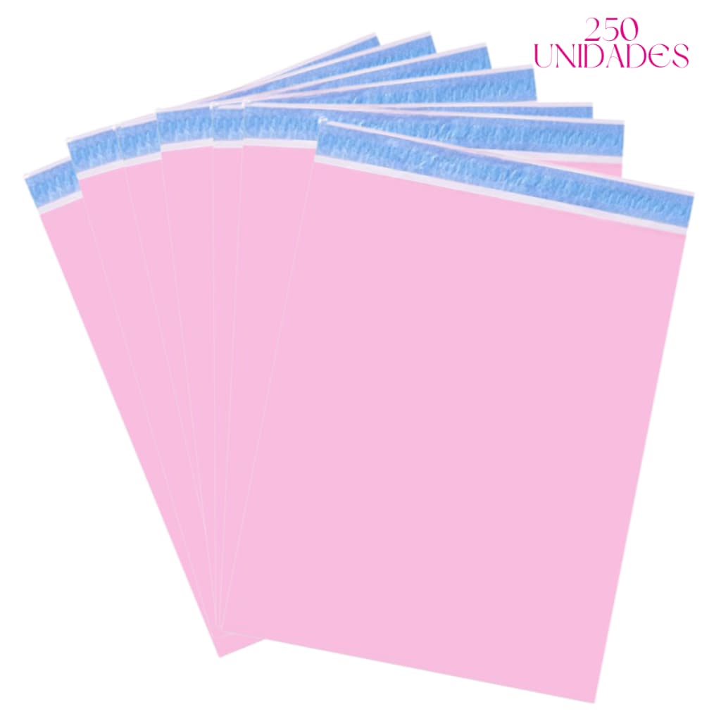 250 Envelopes rosa 19X25cm Plástico inviolável Correio Sedex e-commerce
