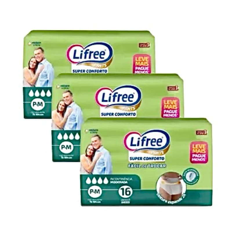 Kit 3 Pacotes Fralda Roupa Íntima Lifree Pants de Vestir P/M - EQ.1