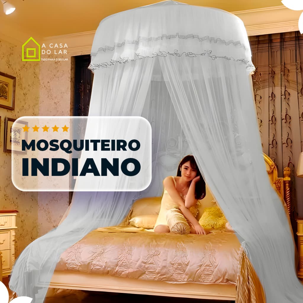 Mosquiteiro Indiano Casal De Teto Gigante Box Queen king Com Abertura Lateral 14 Metros