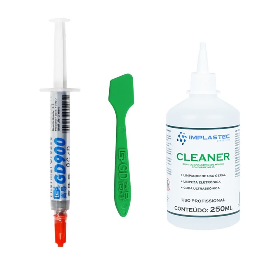Kit Pasta Térmica GD900 + Raspador + Cleaner Limpador de Pasta Térmica 250ml