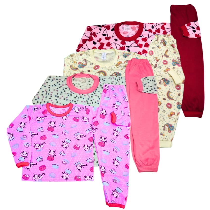Pijamas MENINAS roupa de dormir  infantil de  0 a 12 anos