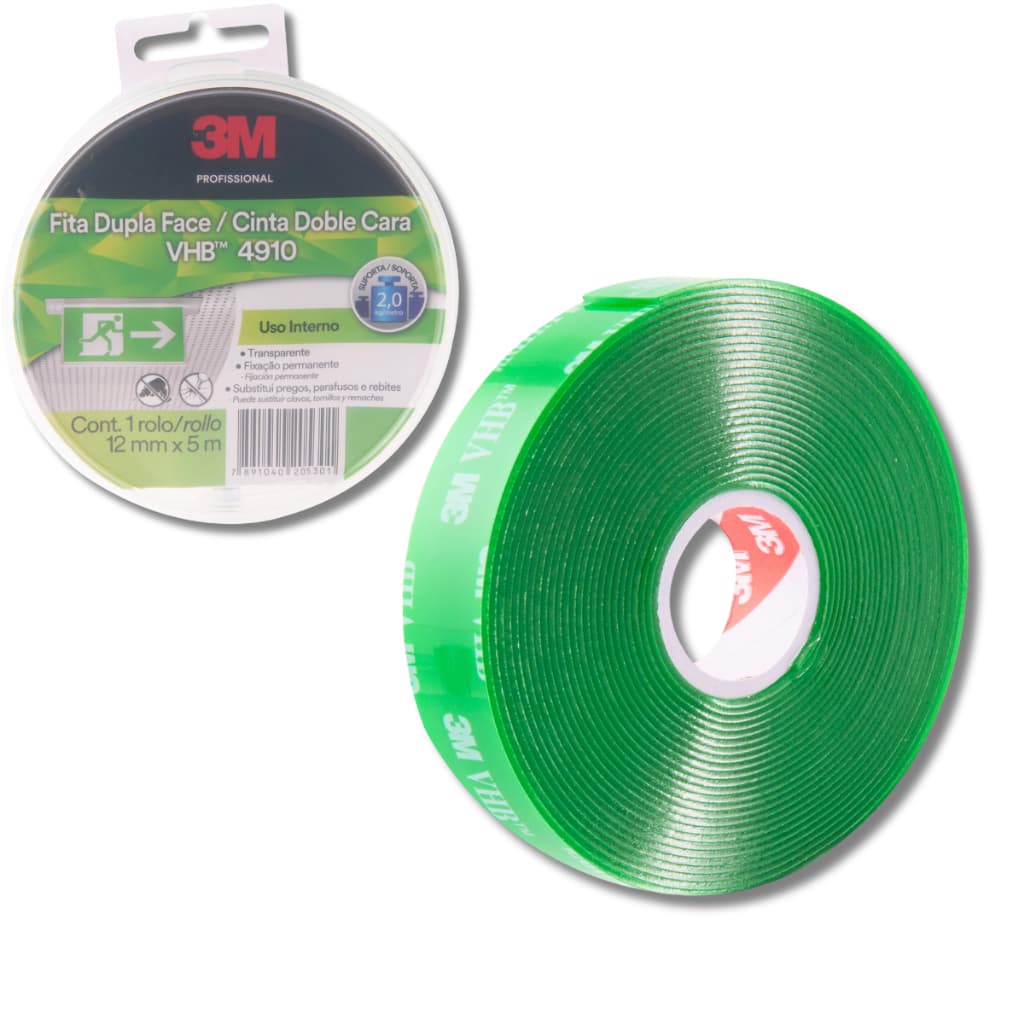 Fita Dupla Face 12mm X 5m VHB 4910 + Estojo 3M