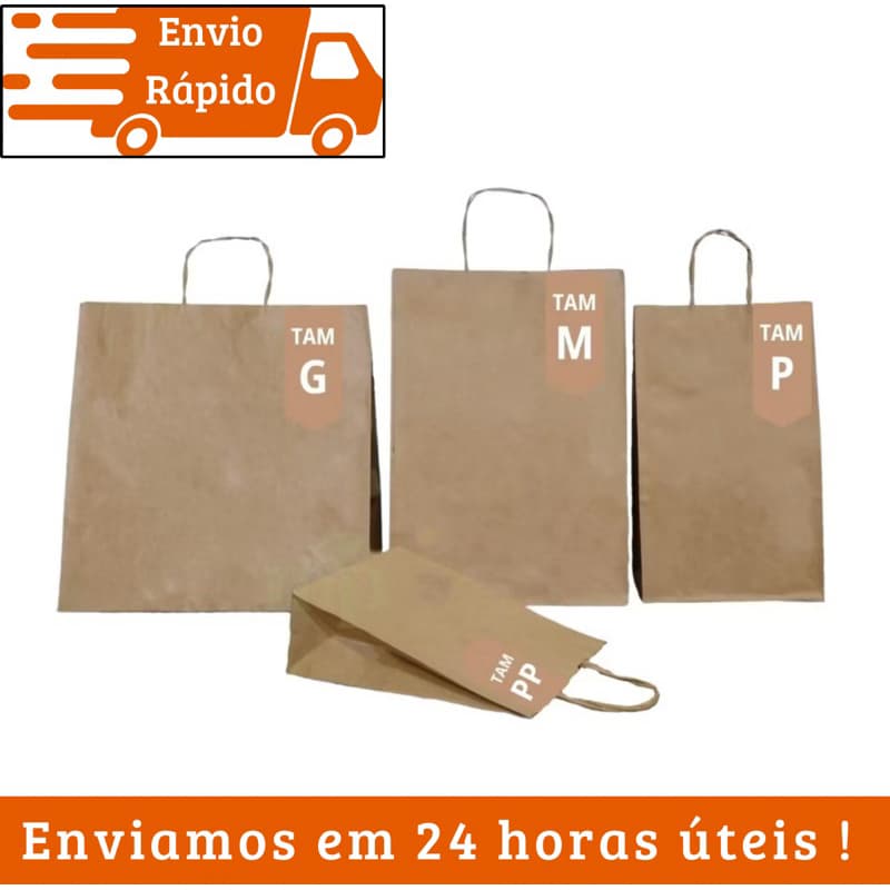 Sacolas Kraft (PARDA) - 50 ou 100 Unidades