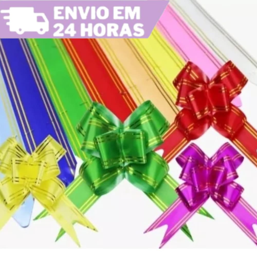 Kit 100 Laço Fácil Presente Fita Mágica PP, P, M, G e GG