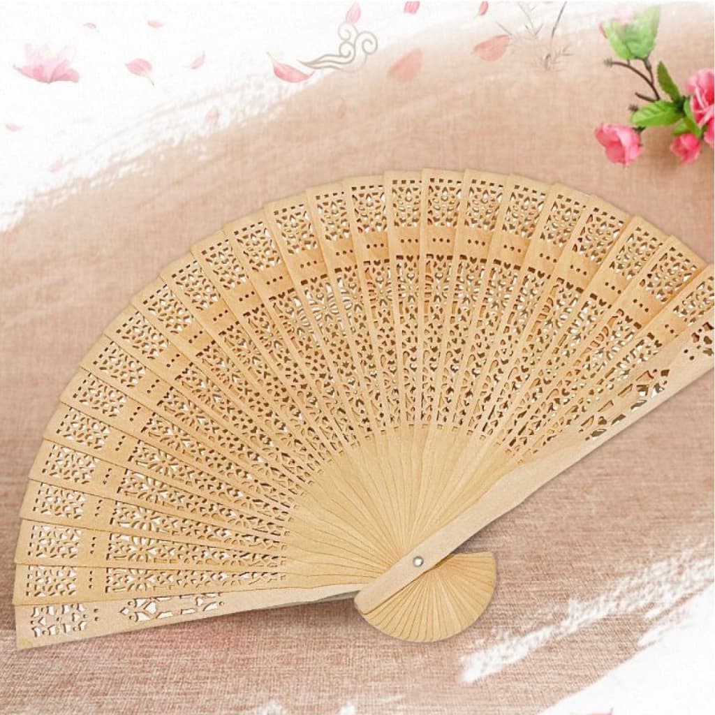 Kit 3/6 peças leque de madeira leve e elegante para casamento e lembrança