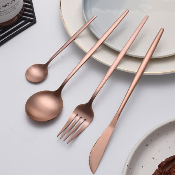 24 Pcs RosaCor Dourada  Garfo e Colher e Faca Conjunto De Talheres De Aço luxo Inoxidável