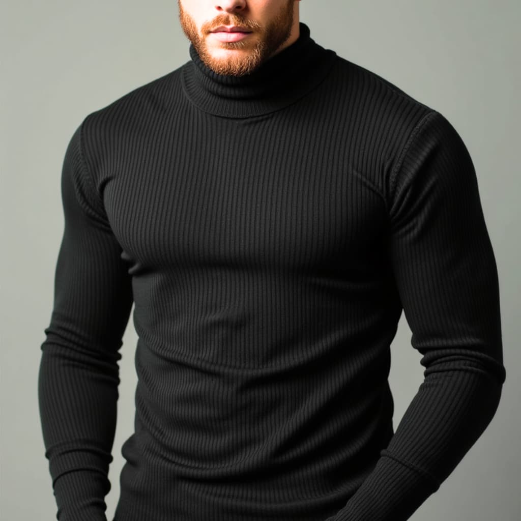 Blusa Cacharrel Masculina Suéter Camiseta Manga Longa Canelada Gola Alta