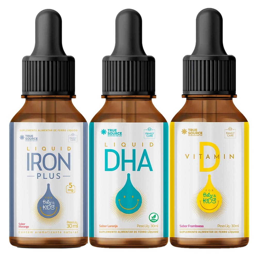 Kit Infantil Dha + Iron Plus + Vitamina D - True Source (Kids)